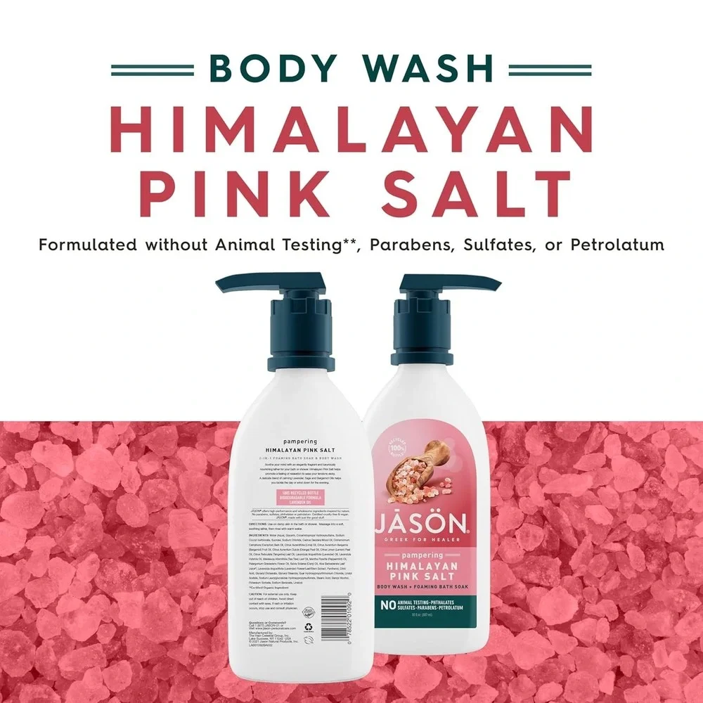JASON Himalayan Pink Salt Body Wash 30oz 2 Pack Gentle Cleansing Vegan‎ Formula